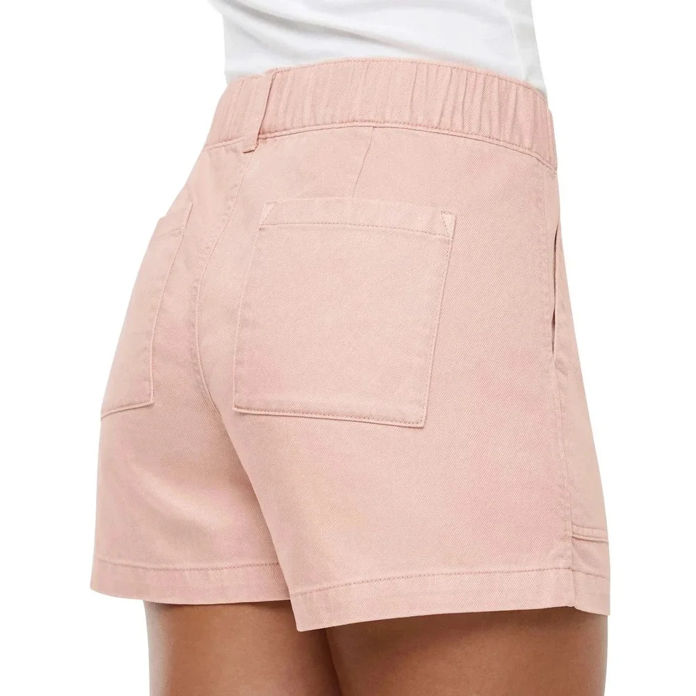 Gap Women's Patch Pockets Elastic Waist Twill Shorts, Pink, Size Medium, New
